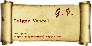 Geiger Vencel névjegykártya